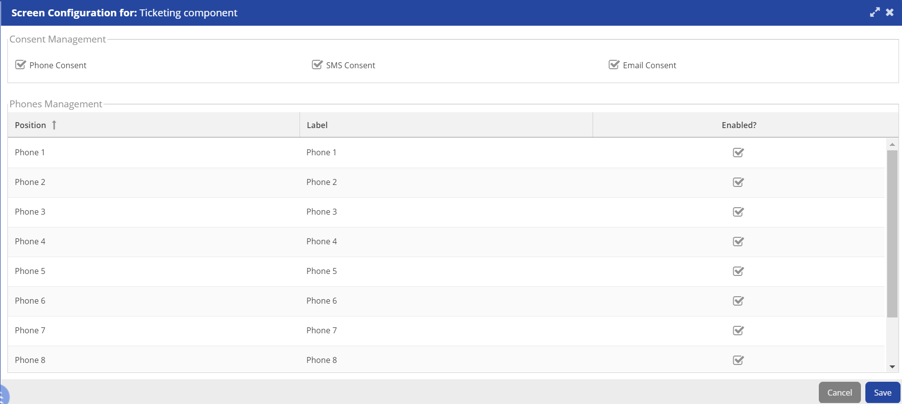 Screen Configuration Window